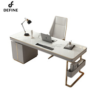 Ensemble de mobilier de bureau, pieds en métal doré, bureau de direction moderne en marbre, bureaux de bureau avec tiroirs