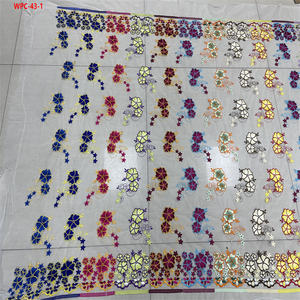 여성 드레스 의류용 공장 맞춤 꽃과 색상 자수 화이트 메쉬 튤 레이스 원단 순수 자수 원단 - Product Image 2