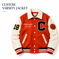 Veste universitaire personnalisée OEM ODM pour homme, mélange de laine, manches en similicuir, patch en chenille, broderie, veste de baseball, veste Letterman, vente en gros