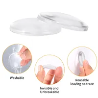 Butoir de porte rond transparent en silicone, auto-adhésif, lavable et réutilisable, pour vente en gros