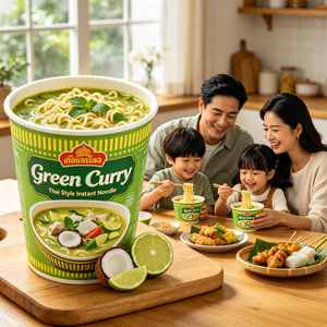 Auténticos Fideos Instantáneos de Curry Verde al Estilo Tailandés, Sopa Cremosa de Coco, Ramen - Product Image 5