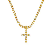 Collier pendentif Hip Hop Icy NL2074 plaqué or avec diamants étincelants, pendentif croix pour homme, bijoux