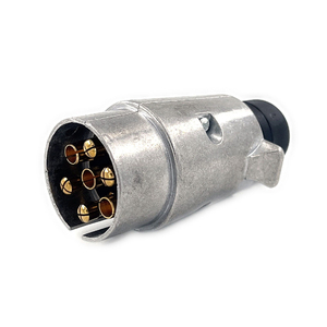 Autokins-Piezas de remolque de metal, carcasa de aluminio de 7 vías, enchufe de remolque de metal de 7 pines con tuerca, tensión de 12V - Product Image 1
