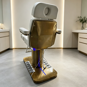 Fauteuil de beauté électrique à 3 moteurs, lit facial inclinable blanc et or, fauteuil de traitement esthétique de luxe, fauteuil de spa, de tatouage et de podologie - Product Image 3