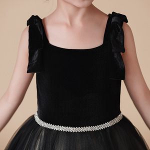 Elegante Vestido Largo Negro Formal <span class=keywords><strong>para</strong></span> Niñas, Ideal <span class=keywords><strong>para</strong></span> Recitales de <span class=keywords><strong>Piano</strong></span>, Competiciones de Violín, Concursos, <span class=keywords><strong>Bodas</strong></span> <span class=keywords><strong>y</strong></span> Ocasiones Especiales - Product Image 4