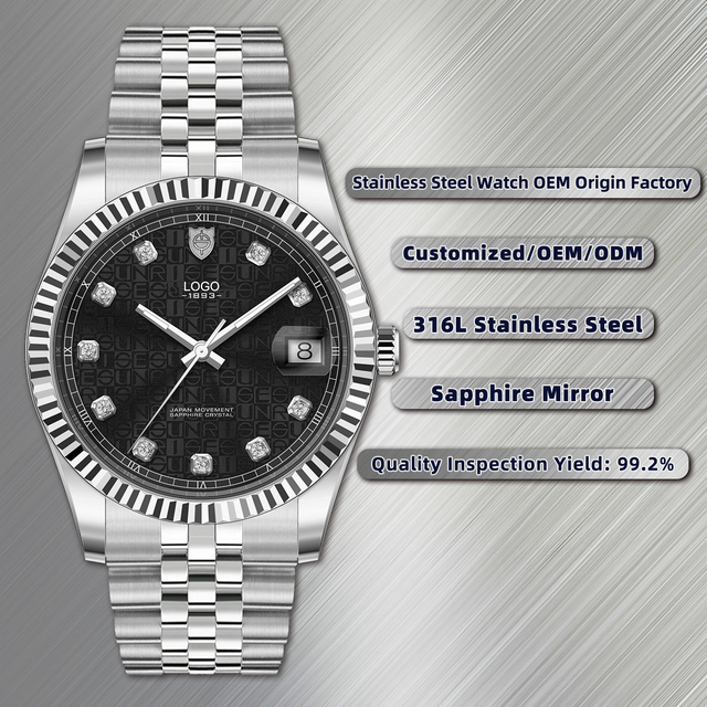 Custom Logo Luxury Japan Movement Quartz Watch for Men Factory Price 5ATM Water Resistant 316L Stainless Steel 40mm 22mm