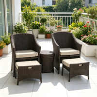 Ensemble de mobilier de jardin moderne en rotin Yoho 5 pièces pour l'extérieur : canapé, chaises, table à thé – Imperméable et durable pour patio et jardin