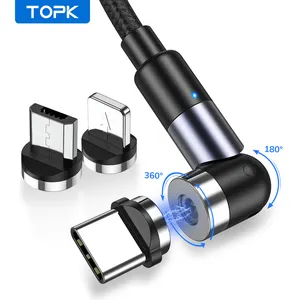 Бесплатная доставка TOPK 2020 Новое поступление 540 градусов Магнитный зарядный кабель 3 в 1 магнитное зарядное устройство для мобильного телефона Магнитный Usb кабель