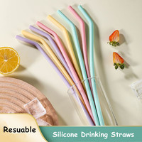 Lot de 4 pailles pliées extra longues de 29cm, réutilisables, en silicone résistant à la chaleur, pour différentes tasses.