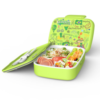 Boîte à lunch bento pour enfants CO MOLD, vente flash, 1300 ml, hermétique, 5 compartiments, personnalisable, avec cuillère et fourchette