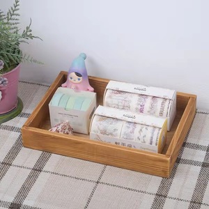 Wooden Rectangle Storage <b>Tray</b> For Snacks And Keys Standing Type Single Compartment Pure White - Product Image 4