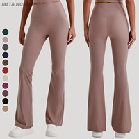 Leggings évasés pour femme en nylon brossé léger, respirant, ultra-doux, taille haute, effet ventre plat, avec logo personnalisé