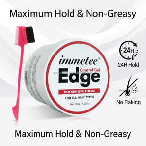 immetee 150g <span class=keywords><strong>Gel</strong></span> Coiffant Fixation Maximale pour Cheveux 4C, Sans Résidus, Longue Durée, <span class=keywords><strong>Booster</strong></span> de Bordures avec Brosse - Product Image 6