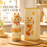Bouteille isotherme en acier inoxydable avec couvercle motif animal, sans BPA, double paroi, anti-fuite pour enfants