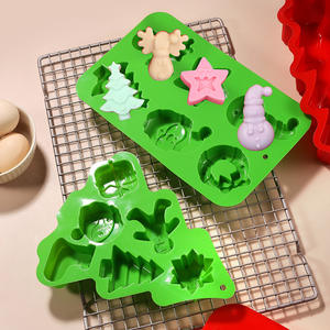 HY 6 Cavidad Silicona Navidad Molde Forma de árbol Muñeco de nieve Bandeja <span class=keywords><strong>para</strong></span> hornear <span class=keywords><strong>para</strong></span> pastel de chocolate Jabón - Product Image 5