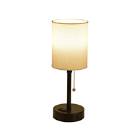 Chargement sans fil USB avec ensemble de lampes de table chevet petite lampe de bureau rechargeable à double prise grise en lin avec interrupteur à tirette