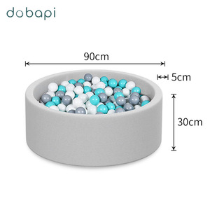 Round Ball Pit Children's Toy 90x30x5cm Indoor Play <b>Pool</b> Sponge Material Gray Blue White Balls - Product Image 5