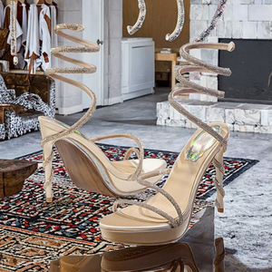 Sandales souples en microfibre pour femmes, à talons fins et plateforme basse, style ouvert, nouvelle mode, collection printemps-été-automne-hiver, vente en gros - Product Image 3