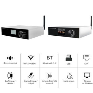 Amplificateur audio sans fil en alliage d'aluminium 100W, récepteur stéréo HiFi, WiFi double bande, <span class=keywords><strong>Airplay</strong></span> <span class=keywords><strong>2</strong></span>, amplificateur de diffusion musicale multiroom - Product Image 1