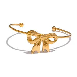 Jinyou - Pulseira de metal para mulheres, pulseira com abotoadura em aço inoxidável dourada, resistente à água, estilo quente, 3863 2024