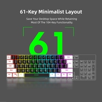Expédition d'usine - Clavier mécanique de jeu lumineux RGB miniature à 61 touches - Clavier d'ordinateur portable compact pour le bureau