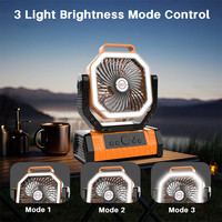 Ventilateur de table rechargeable 20000 mAh à double moteur, avec batterie externe et éclairage USB portable pour camping, pêche et sorties en extérieur