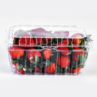 Conteneur alimentaire en plastique PET personnalisé de 500 g, boîte à fruits frais, fraises, bleuets, cerises, tomates, boîte à clapet