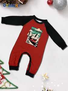 OEMカスタムレッドトラッククリスマスファミリーパジャマセット メリークリスマスプリント ブラックホワイトバッファローチェックパンツ ポリエステルプライベートラベル - Product Image 3