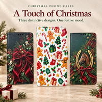 Casing HP Kulit PU Custom Motif Natal 2026, Model Flip Cover untuk iPhone 18 Pro Max 17 16 15 14 dengan Slot Kartu, Grosir OEM