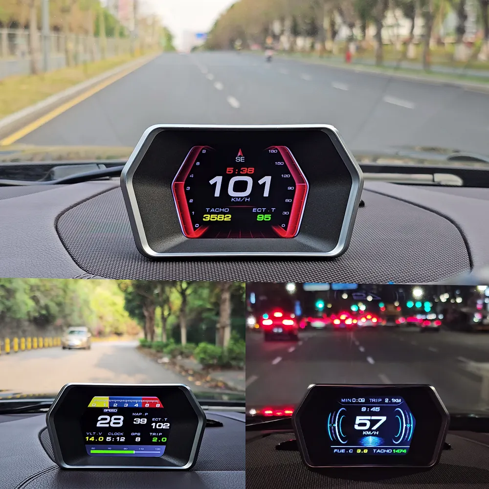 WIIYII OBD2 + GPS Turbo presión P17 head up display obd2 calibre accesorios de coche HUD obd2 escáner para vehículo