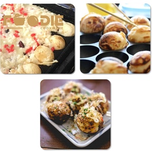 Poêle à takoyaki en fonte de 23 cm à 15 trous, à double poignée, pré-assaisonnée, pour la cuisson en lot de boulettes de poulpe et de viande, directement de l'usine - Product Image 4