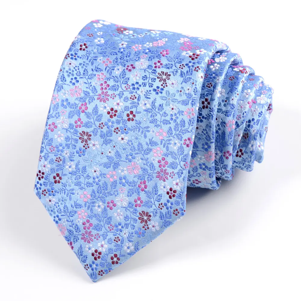 Gravata de seda com logotipo personalizado para homens, gravata floral com estampa de design luxuoso por atacado