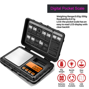 J & <span class=keywords><strong>R</strong></span>-báscula de bolsillo Digital inteligente para joyería, 200g, 0,01g, azul y rojo, polvo, hierba, electrónica, venta - Product Image 2