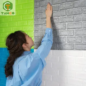 Papel tapiz de pared impermeable, adhesivo de espuma de ladrillo 3d