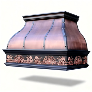 <span class=keywords><strong>Campana</strong></span> extractora de cobre de calibre pesado, hecha a mano, <span class=keywords><strong>con</strong></span> delantal grabado, patina de cobre antigua envejecida a mano, estilo clásico. - Product Image 3