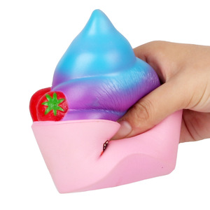 PU Foam Strawberry Sundae <b>Squishy</b> Toy Soft Slow Rebound Fidget Toy For Kids Age 5 To 7 Years Unisex - Product Image 1