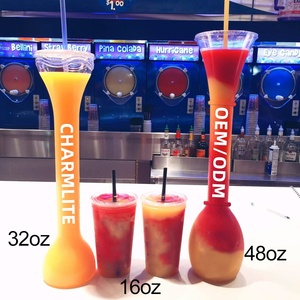 Gobelet à slushy à long col 28oz avec paille et couvercle en plastique PET, couleur personnalisée, pour événements et fêtes, avec logo personnalisé, vente en gros - Product Image 2