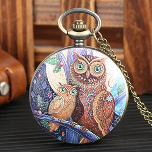 <strong>Old</strong> Style Full Hunter Steampunk Antique Necklace Watch Cartoon Animal Owl Pocket <strong>Clock</strong> With Chain - Product Image 1