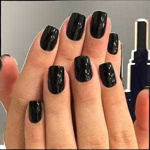 Modelones - Juego de 32 Uñas Postizas Acrílicas Negras con Adhesivo y Lima, 16 Tamaños - Product Image 2