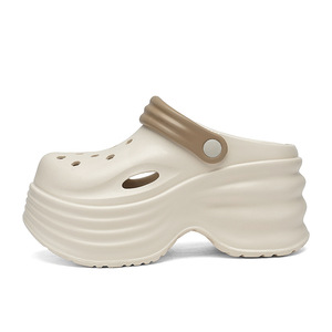 Sandalias Crocs con Plataforma para Mujer, Tacón de 8 cm, Suela de EVA, Transpirables, para Playa, Verano, Tallas 35-40, Color Blanco Leche - Product Image 5