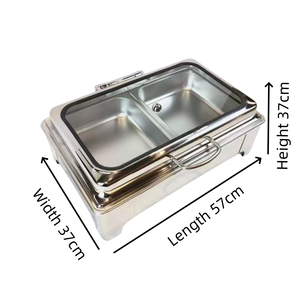 KUNTAI – Ensemble de chauffe-plats électrique de luxe 9L en acier inoxydable, <span class=keywords><strong>design</strong></span> rectangulaire doré, mode économie d'énergie, <span class=keywords><strong>chauffage</strong></span> à l'alcool pour hôtels - Product Image 2