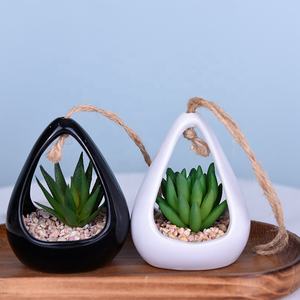 Piante succulente artificiali in vaso sospese Mini vasi per fioriera in erba verde Set di vasi in ceramica succulenta per la decorazione - Product Image 5