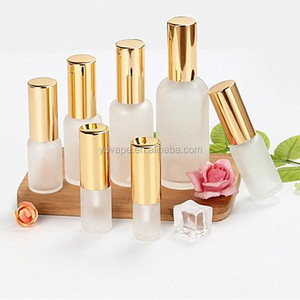 Frasco pulverizador de alumínio fofo, 5ml 10ml 15ml 30ml 50ml 100ml 1 oz cabeça de alumínio pulverizador dourado/prata bomba loção spray âmbar limpo frasco de vidro