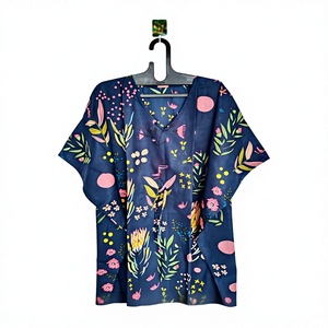 Vestido Kaftán de una Pieza de Algodón para Mujer, Hecho a Mano, Ligero, Estilo Boho, para la Playa o el Resort, Transpirable y de Secado Rápido - Product Image 1