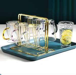 High Quality Metal Mug <strong>Stand</strong> <strong>Holder</strong> / Gold <strong>Iron</strong> Wire Glass Cup <strong>Stand</strong> Rack Shelf - Product Image 4