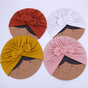 Turbante de lazo de algodón orgánico para bebé recién nacido, gorro con lazo anudado, gorro para la cabeza, gorros para niños pequeños - Product Image 2