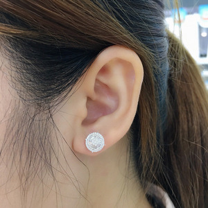 Orecchini a bottone rotondi scintillanti, gioielli da orecchio alla moda, minimalisti, unisex, per l'uso quotidiano - Product Image 5