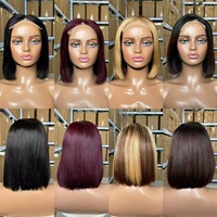 Perruque courte en cheveux vietnamiens doublement étirés, avec dentelle transparente, 16A SDD 5x5, perruque bob lisse en cheveux vietnamiens pour femmes noires