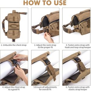 Borsa da trekking per cani leggera con tasche laterali con cinturino regolabile al guinzaglio per viaggi da campeggio elegante borsa da sella per animali domestici - Product Image 5