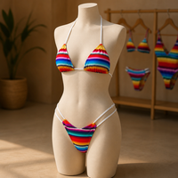 Pakaian Renang Wanita Berkualitas Tinggi Ramah Lingkungan, Bikini Seamless Model Double String Minimal Fit Low Rise Cheeky